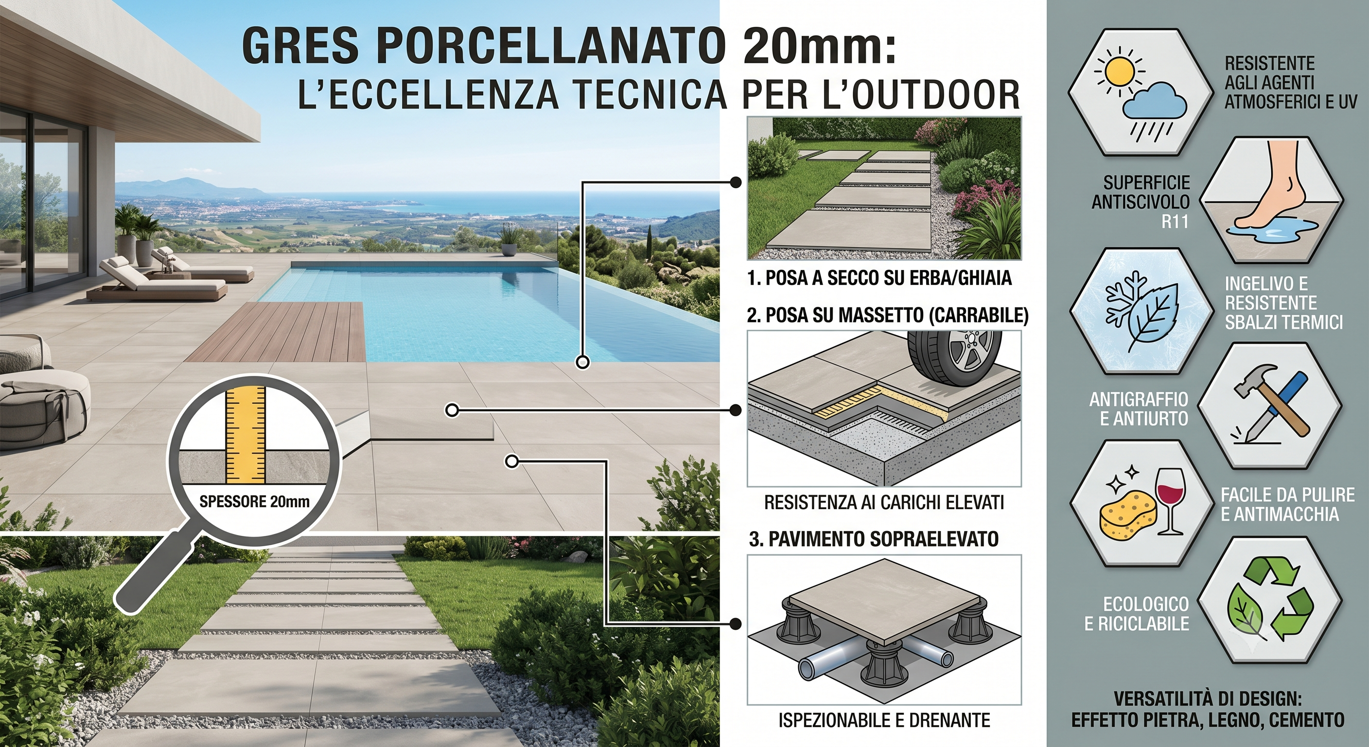 Gres porcellanato 20 mm: guida alla scelta per esterni