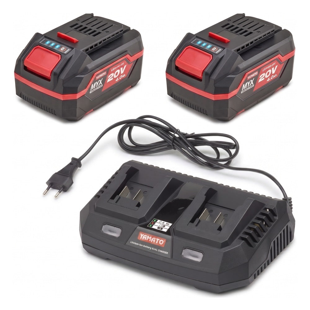 MYX - Kit Caricabatteria Doppio + 2 Batterie 20V 4.0 Ah - YAMATO