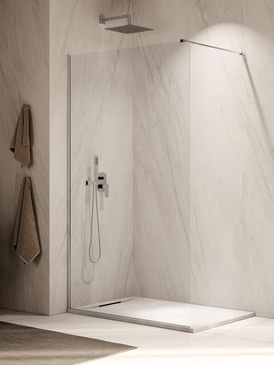 ALICUDI EVO Parete walk-in cristallo traparente e profilo cromato - LACUS